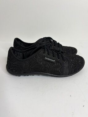 Leguano Amalfi Shoes Womens 39 8 Black Floral Lace Barefoot Minimalist Sneaker